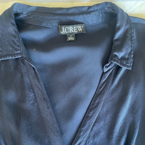 J. Crew Short-sleeve maxi slip dress in luster crepe, Size 8, Navy - Picture 7 of 8